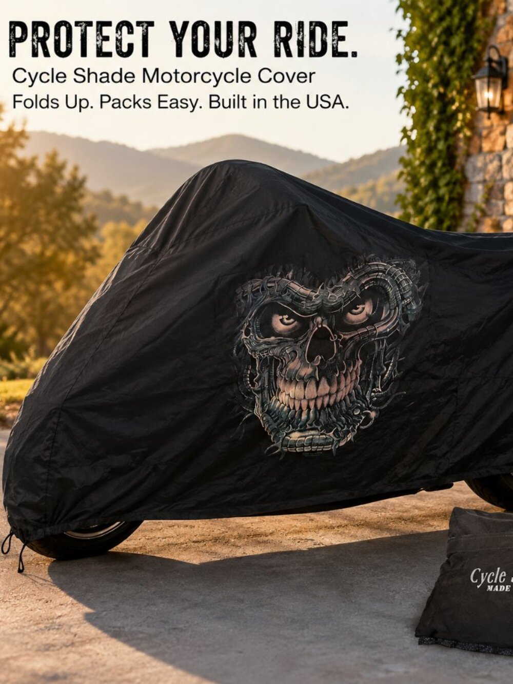 Cycle Shade Motorcycle Skull Graphic Cover